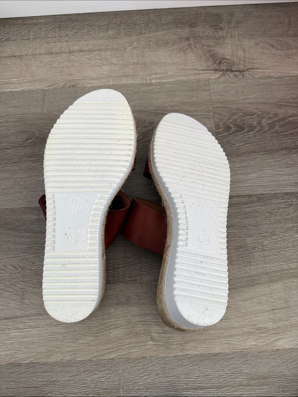 Women's Brown Leather Platform Slide Sandals - Picture 2 of 6